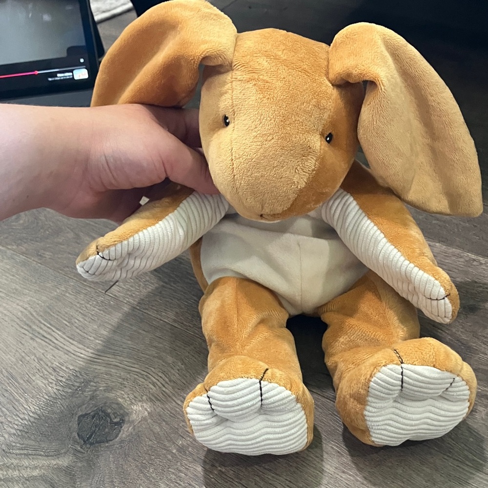 Plush Tan and White Bunny Toy Hand Puppet